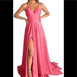 Satin-y pink corset back dress